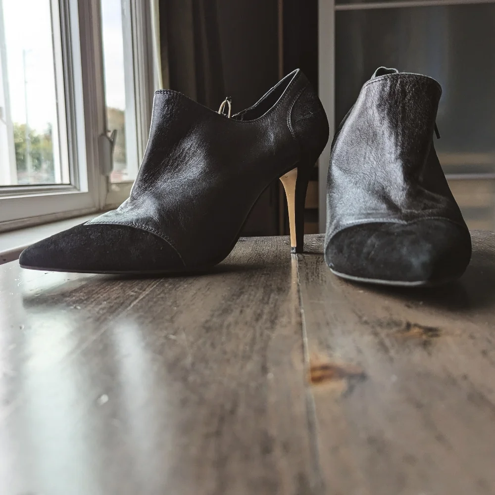 Leather & Suede Massimo Baldi Italian made Ankle Booties - size 39 - Picture 8 of 9